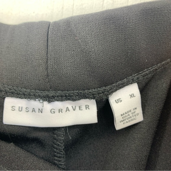 Susan Graver Womens XL Pull On Pants Elastic Waist Ponte Straight Leg Black - Picture 3 of 9